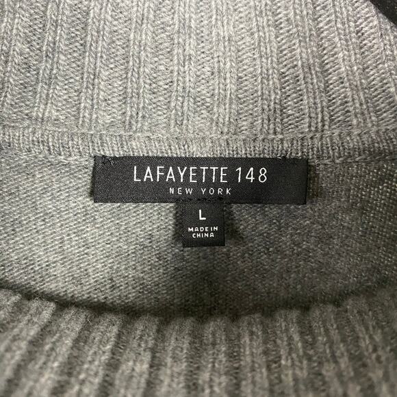 Lafayette 148 Gray Turtleneck Long Sleeve Wool&Cashmere Sweater Sz.L - Picture 4 of 9